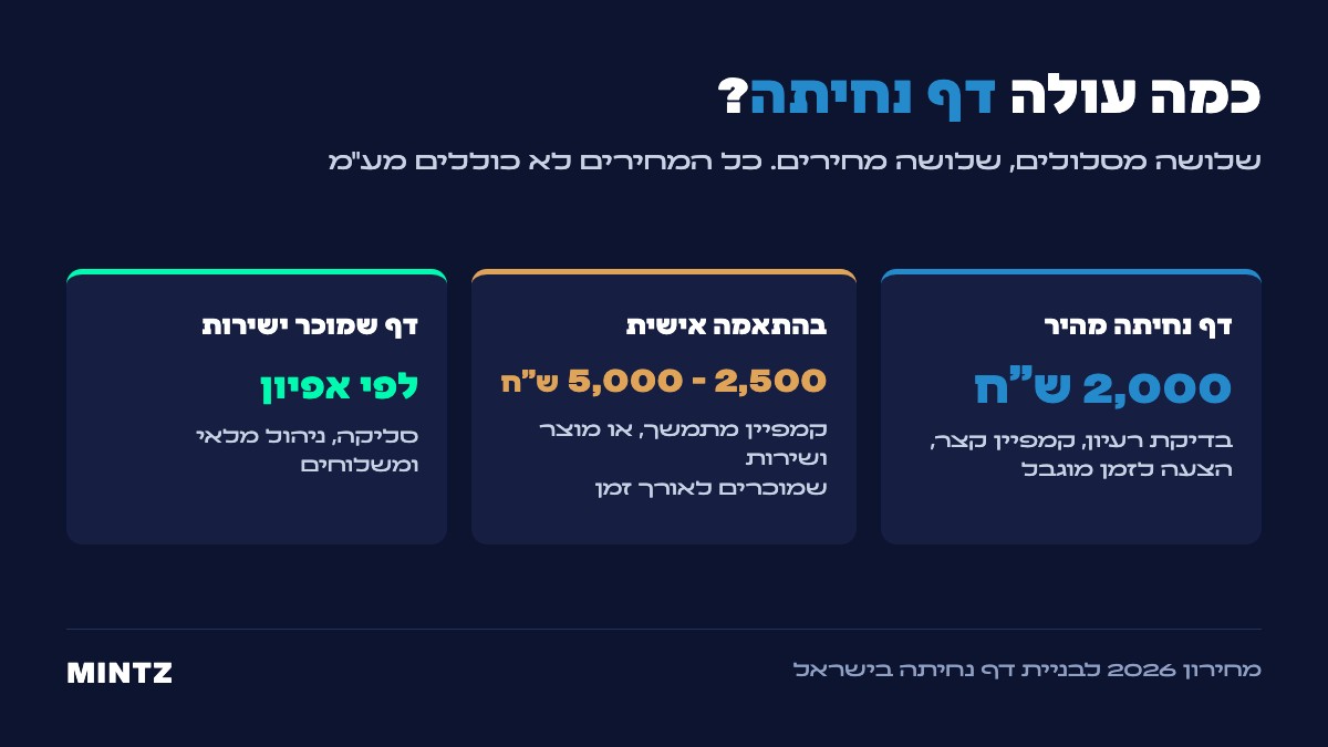 טבלת מחירים, כמה עולה דף נחיתה בשלושה מסלולים